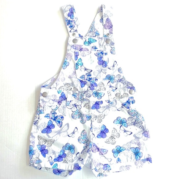 The Children’s Place Toddler Girl Butterfly Denim Short Overalls, Size 3T - Picture 1 of 5